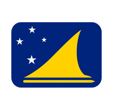 The national flag of Tokelau featuring a yellow canoe under the Southern Cross star constellation.