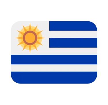 National flag of Uruguay with blue and white stripes and the Sun of May symbol.