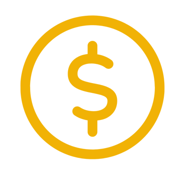 Minimalist gold dollar sign icon inside a circle on a solid black background.