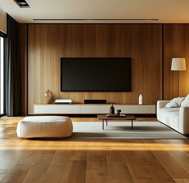 tv hanging wood wall