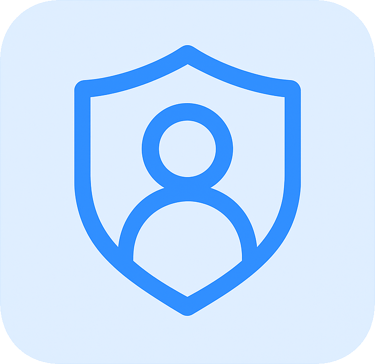 Blue person shield icon