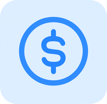 Blue dollar sign in a circle icon