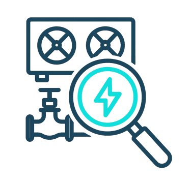 Ícone de lupa sobre gráfico representando diagnóstico completo de consumo e identificação de oportun