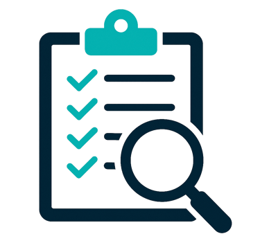 Ícone técnico representando a inspeção detalhada de componentes mecânicos, elétricos e eletrônicos e