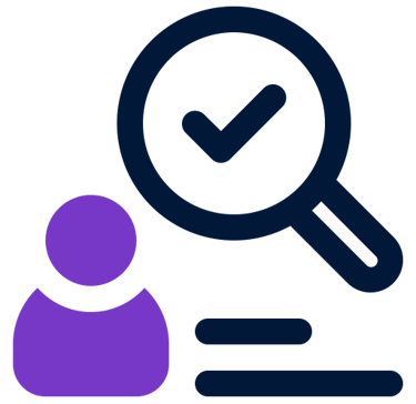 an icon of a person with a magnifying glass