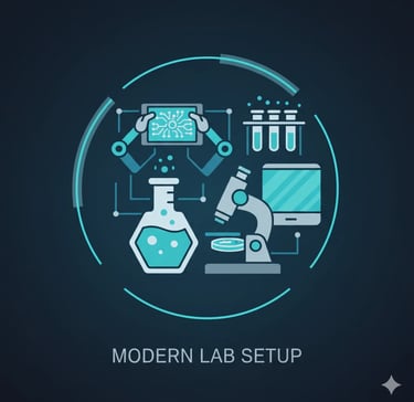 Laboratory equipment and digital workspace icon for modern lab facilities