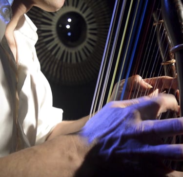Vu de coté de Jérôme De Cuyper jouant sur la Jazzy-Kora