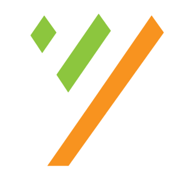 a green and orange logo with a arrow pointing up