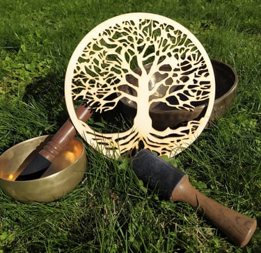 Arbre de vie en bois et bol tibétain