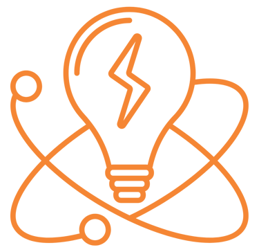 Icon of a light bulb with a lightening bolt