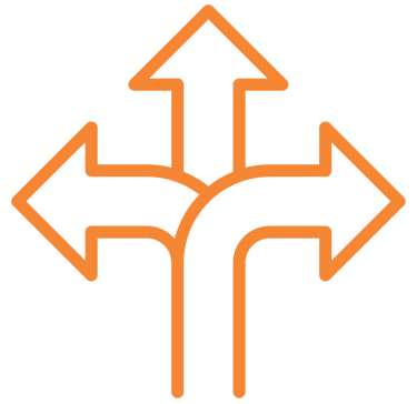 Icon with three arrows pointing in different directions