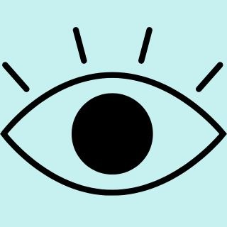 icone oeil sur fond turquoise newsletter