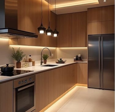 Mutfak tasarımı uygulamasıyla düzenlenen alan