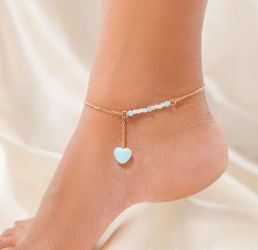 heart shaped charm anklet