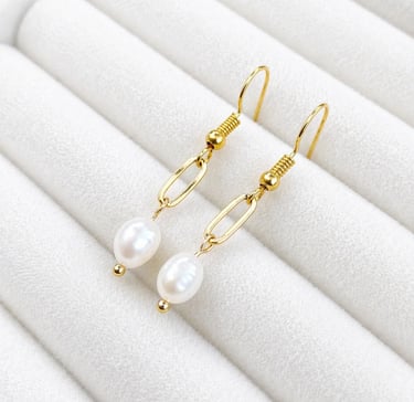 drop earrings with natural white freshwater pearls