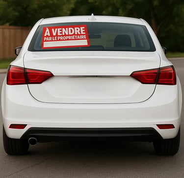 auto avec pancarte a vendre par le propriétaire