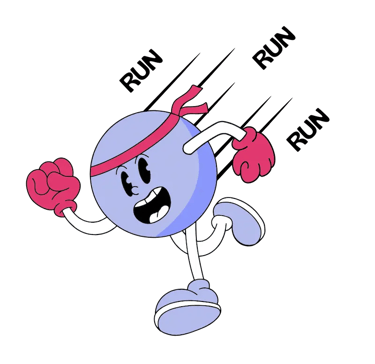 Mascota Talenty corriendo estilo cartoon
