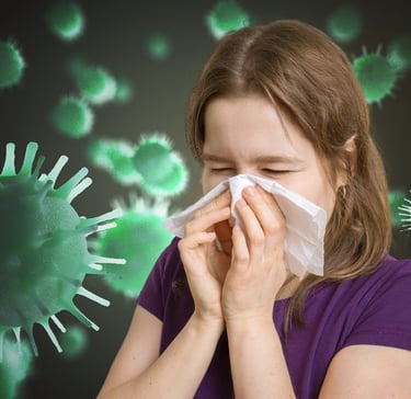 A person sneezing