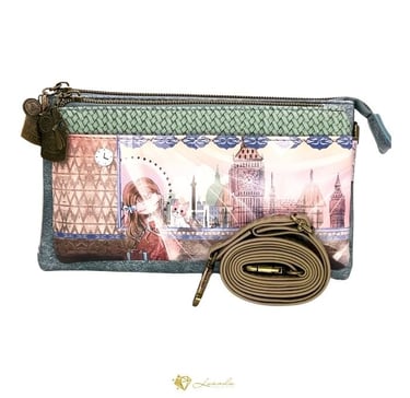 Portefeuille illustré Sweet Candy avec design de Londres et bandoulière amovible