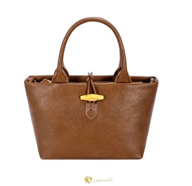 sac à main David Jones marron Camille avec fermoir doré – 23 x 18 x 10 cm – Luanda Steel & Style