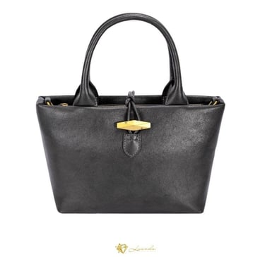 sac à main noir David Jones modèle Camille avec fermoir doré – 23 x 18 x 10 cm – Luanda Steel.