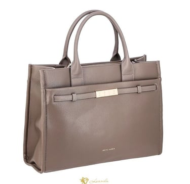 sac à main taupe David Jones Clara avec fermoir doré – élégant et pratique – Luanda Steel & Style