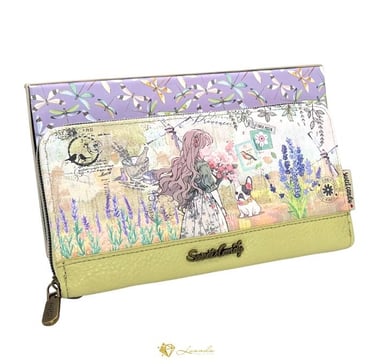 Portefeuille Sweet Candy illustré avec champ de lavande et jeune fille