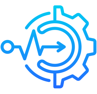 Gear with arrow penetrating icon representing market entry and business expansion strategy