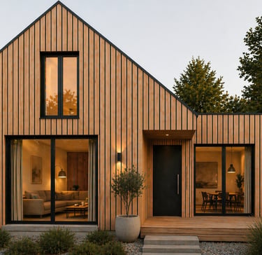 Bardage bois facade moderne maison.