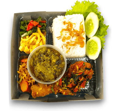 nasi putih ayam cabe garam sambal hijau