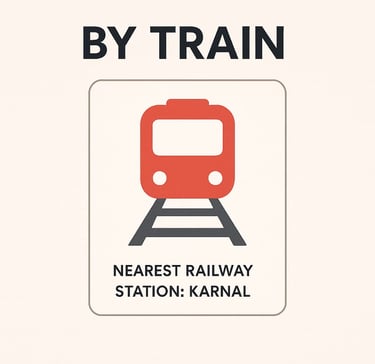 A graphic showing that Karnal is well connected with railways and nearest station is Karnal