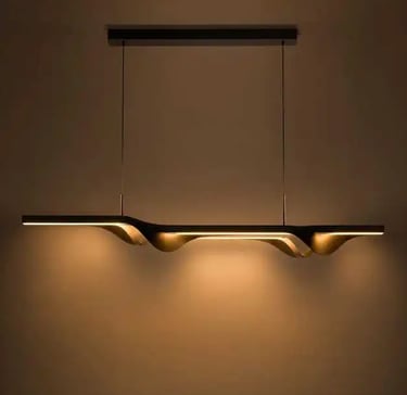 Contemporary Sculptural Pendant Lighting – Minimal Linear Chandelier with Warm Ambient Glow