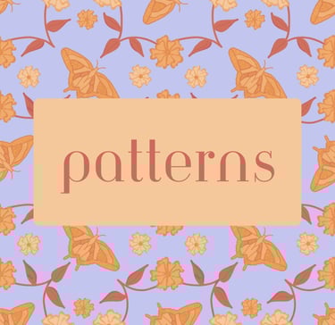 a pattern of flowers and leaves on a blue background