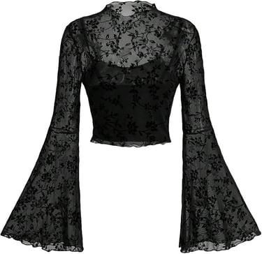 Goth Cowgirl Long Sleeve Mesh Top