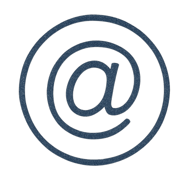 Hand-drawn sketch-style @ symbol representing email contact