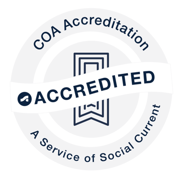 A COA accreditation white stamp