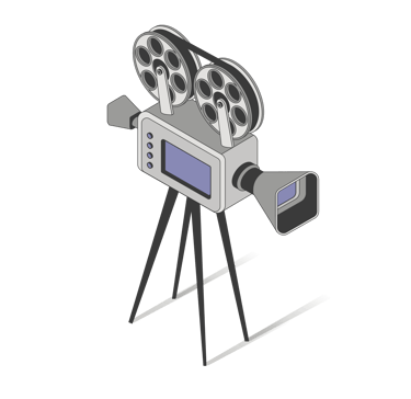 Graphisme d'une caméra des préstation vidéos de l'entreprise genecis studio basé à Tours
