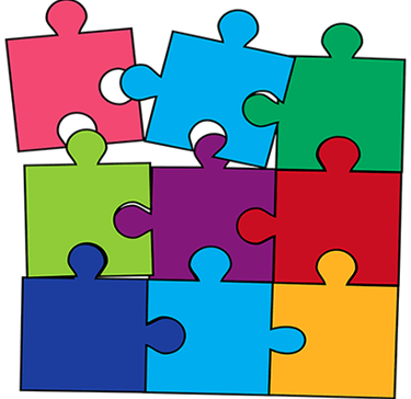 Puzzle pieces to learn English