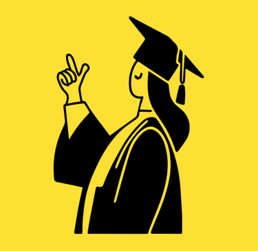 Dessin d'une étudiante diplômée avec une toge