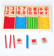 a wooden toy with a number of wooden numbers