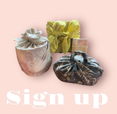 a group of bags with a sign that says sign up