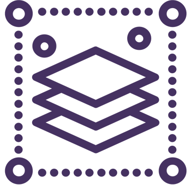 Ícone geométrico representando camadas de design e arquitetura.