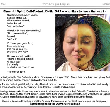 Batik Guild, Self Portrait, Batik Artist, Shuen-Li Spirit