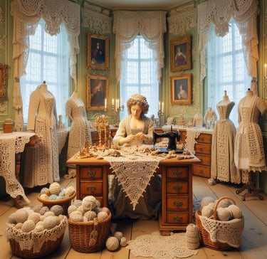 a woman in a white dress and a table with a table cloth