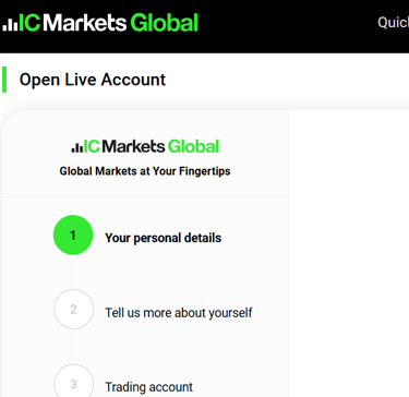 IC Markets trading account set up