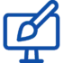 Icon of a computer monitor with a paintbrush on the screen.
