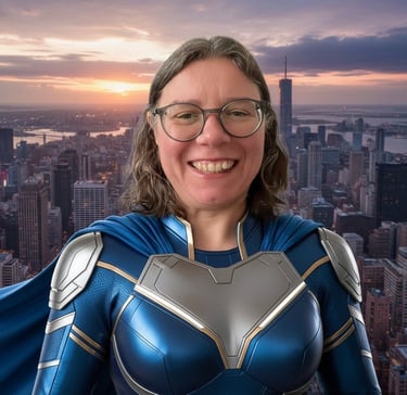 a woman in a blue costume with a cape - spangled cape - capel