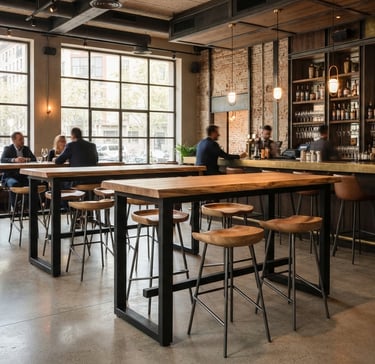 Mesas y taburetes industriales para restaurante, Murcia