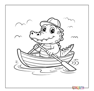 Swimming crocodile outline drawing kids worksheet