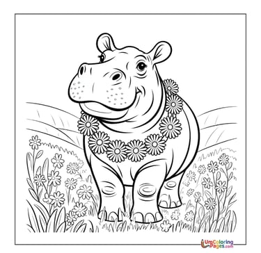 Hippo with open mouth coloring template wildlife printable